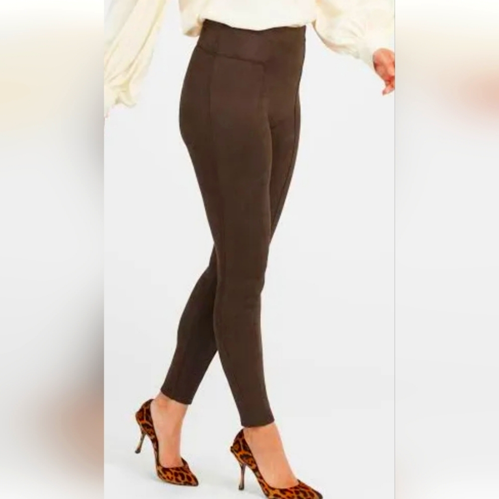 SPANX Brown Faux Suede Leggings Size Medium